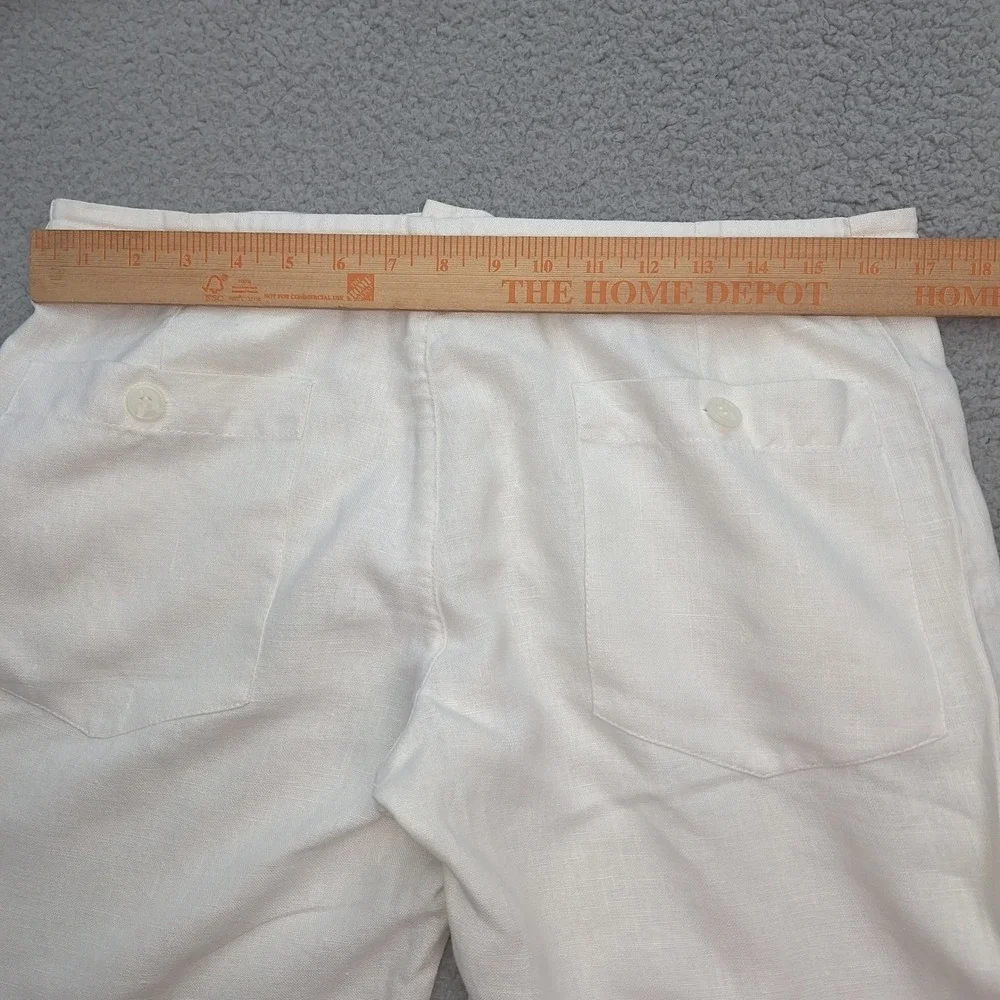 H&M Pants Womens US 32 Large White Linen Wide Leg Drawstring Coastal Resort